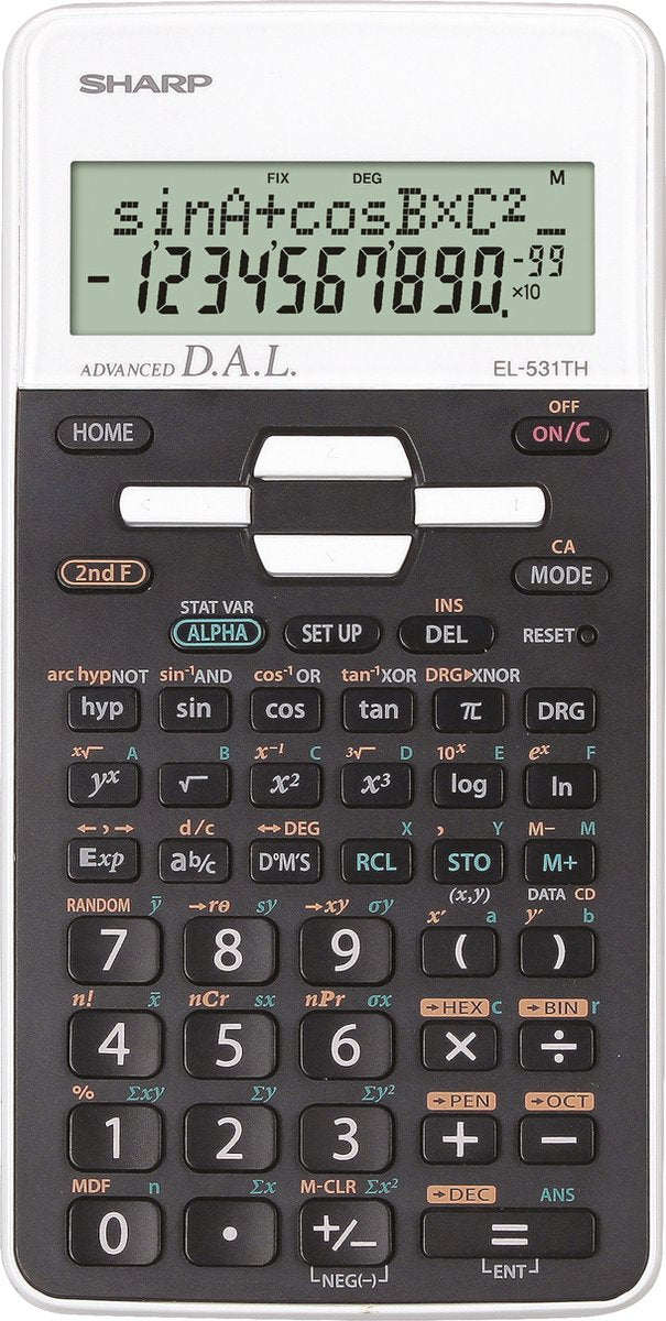 Calculatrice Sharp - el531thwh - noir et blanc - 12 chiffres - 1x pile lr44 - sh-el531thwh