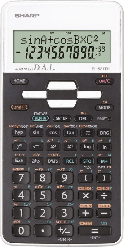 Calculatrice Sharp - el531thwh - noir et blanc - 12 chiffres - 1x pile lr44 - sh-el531thwh