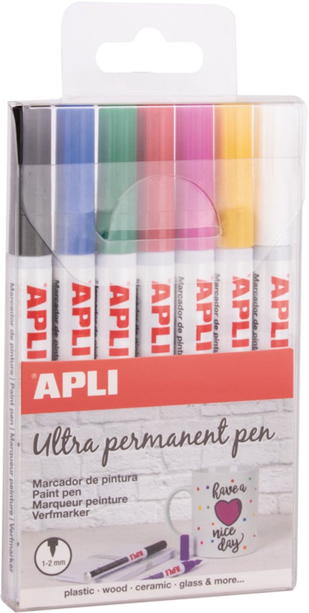 Stylo apli ultra permanent Apli kids - extra fin - 7 couleurs