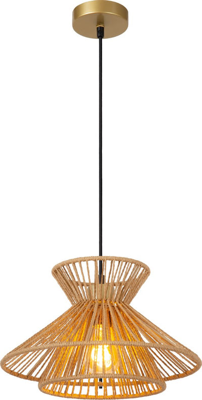 Lucide tasman - lampe suspendue - 1xe27 - naturel - japandi