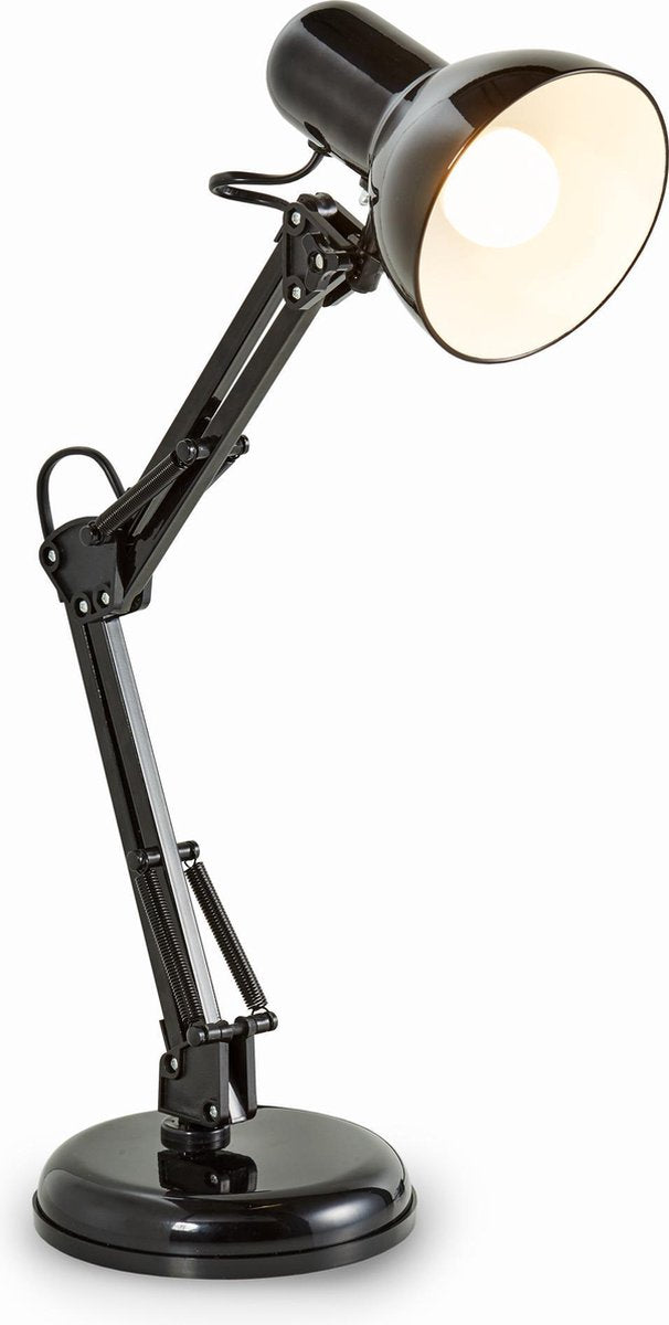 B.k.licht - lampe de table noire - lampe de bureau industrielle - design rétro inclinable en métal - lampe de bureau culot E14 - excl. source de lumière