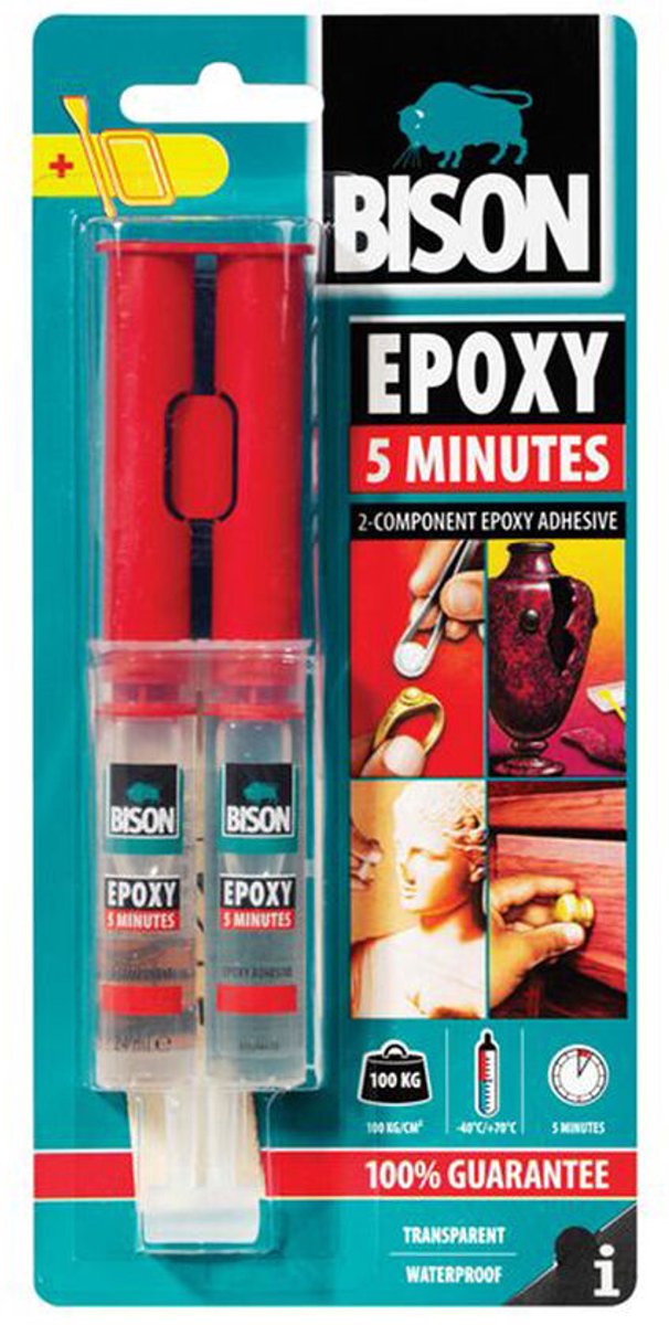 Colle époxy Bison - 2 composants - temps de séchage 5min - 24ml
