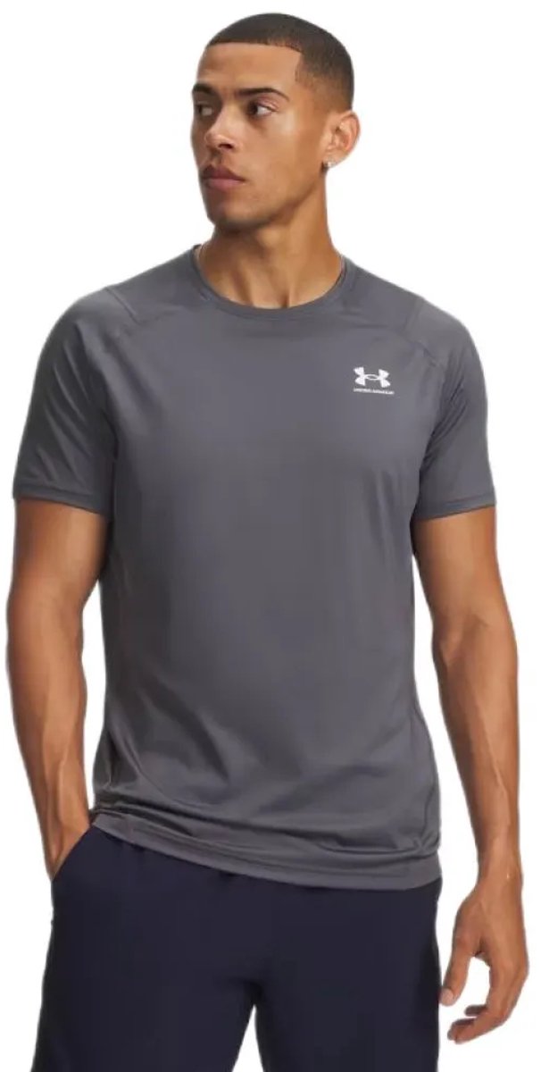 Under Armour UA HG Armour Fitted SS-Gry Chemise de sport pour hommes - Castlerock - Blanc