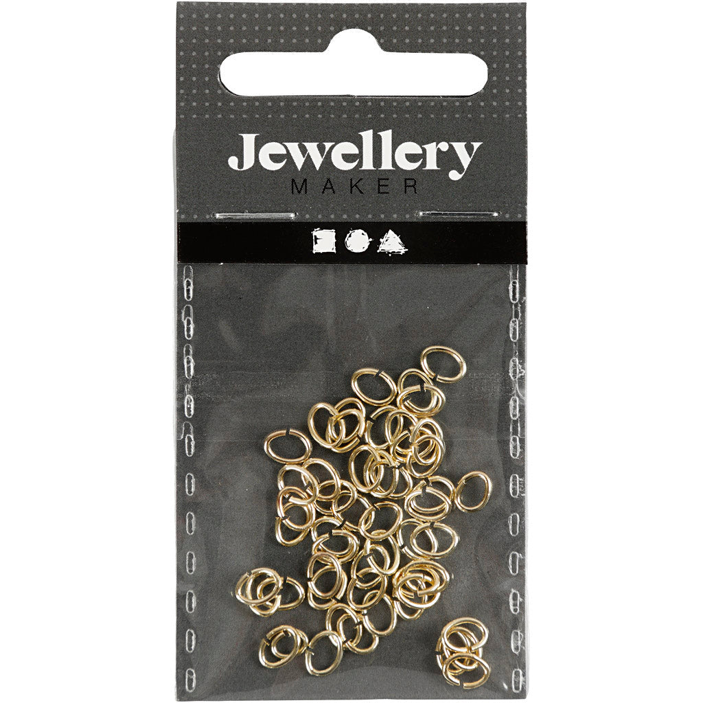Bague Creativ company, ovale, épaisseur 0,7 mm, plaquée or, 50 pièces 1 boîte