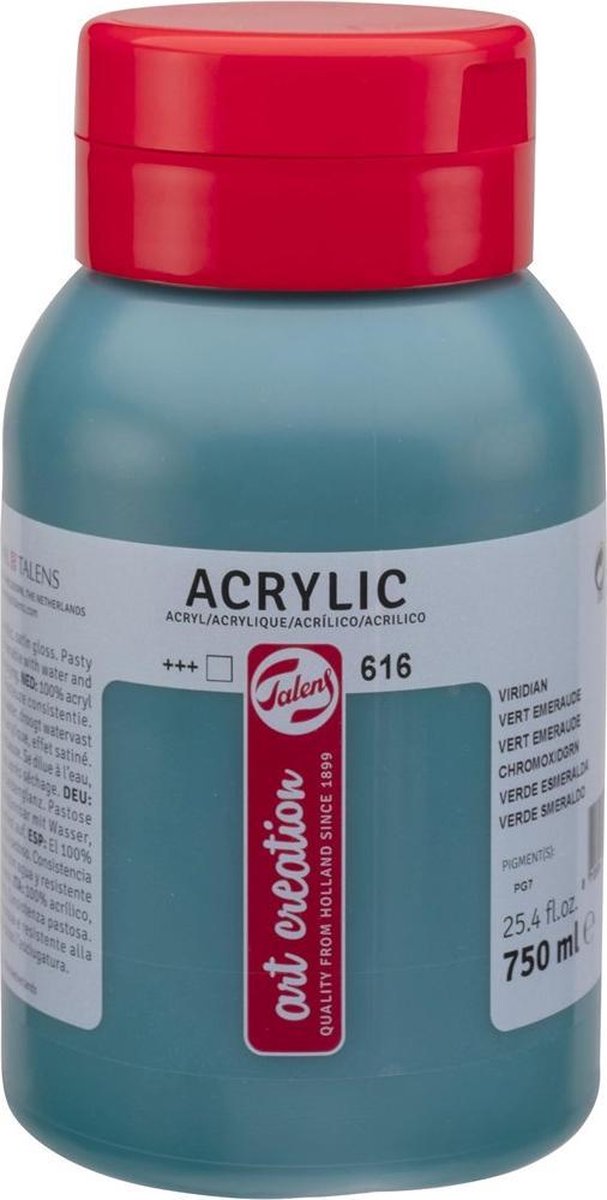 Talens art création peinture acrylique pot 750 ml vert émeraude 616