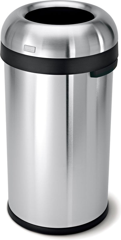 Poubelle ouverte Simplehuman - 60 litres - ronde - acier inoxydable brossé épais
