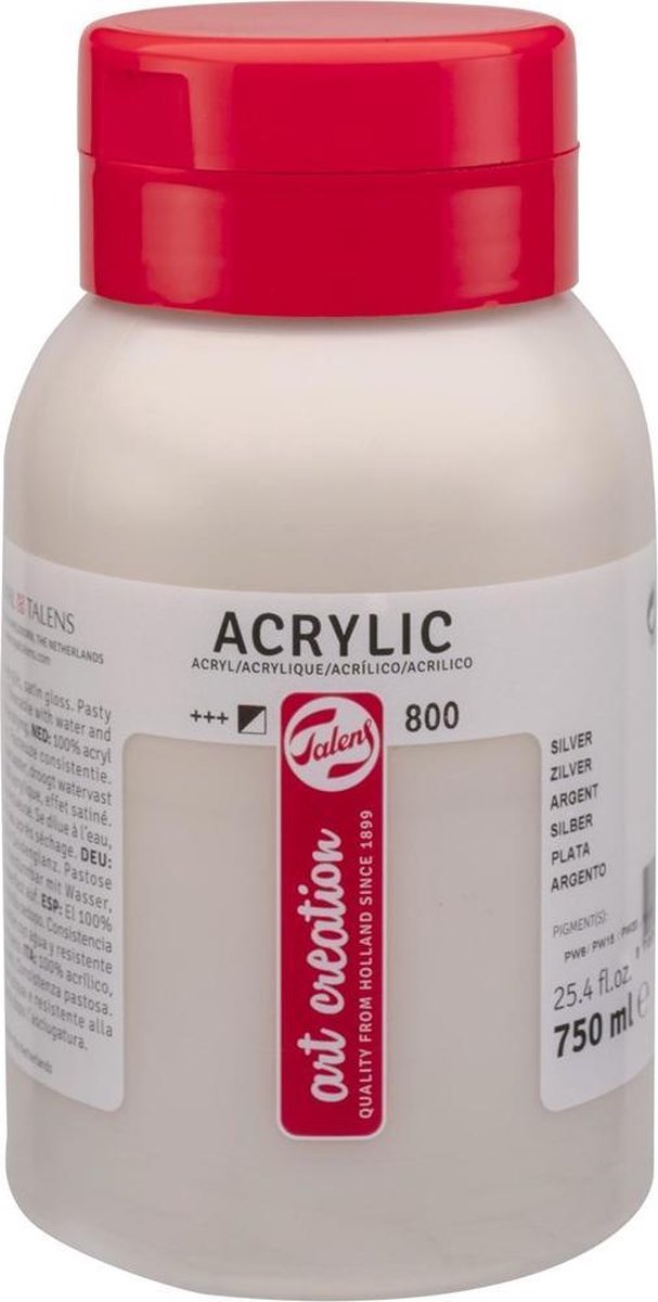 Talens art création peinture acrylique pot 750 ml argent 800