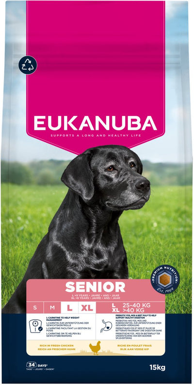 Eukanuba senior - nourriture sèche pour chiens - poulet - 15kg - grandes races