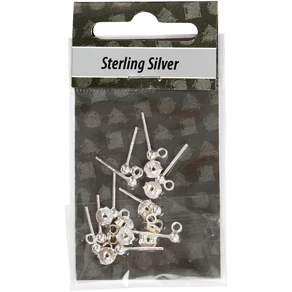 Creativ Company Oorsteker, L: 13 mm, argent, 10 pièces 1 boîte