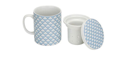 Tasse à thé confortable et tendance avec filtre + couvercle bleu