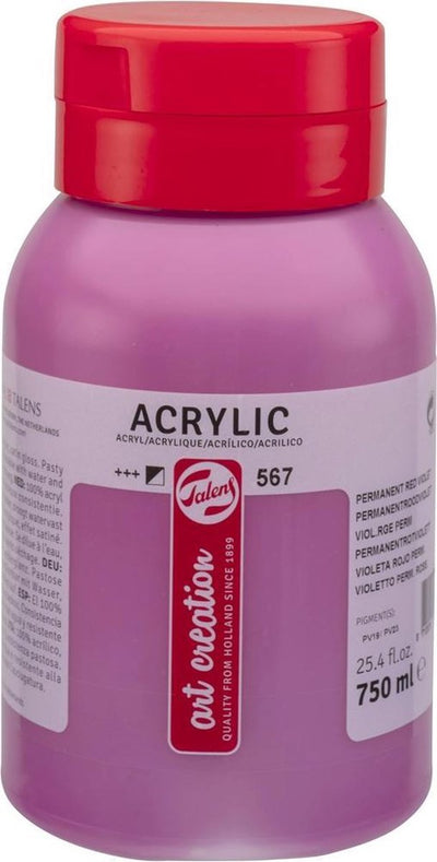 Talens art création peinture acrylique pot 750 ml permanent rouge-violet 567