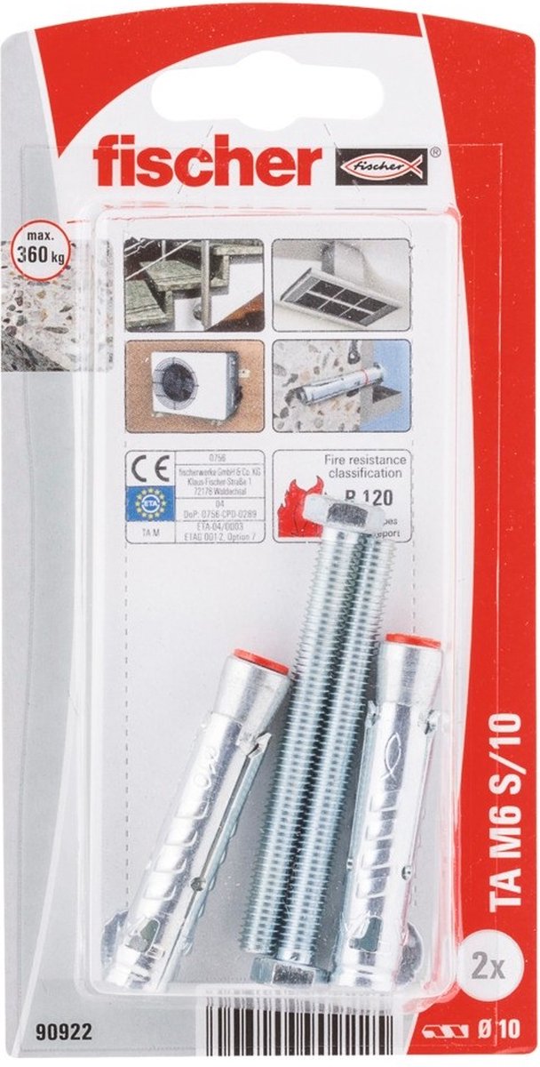 Fischer 090922 ta m6 s 10 k nv manchon d'ancrage 1 jeu(s)