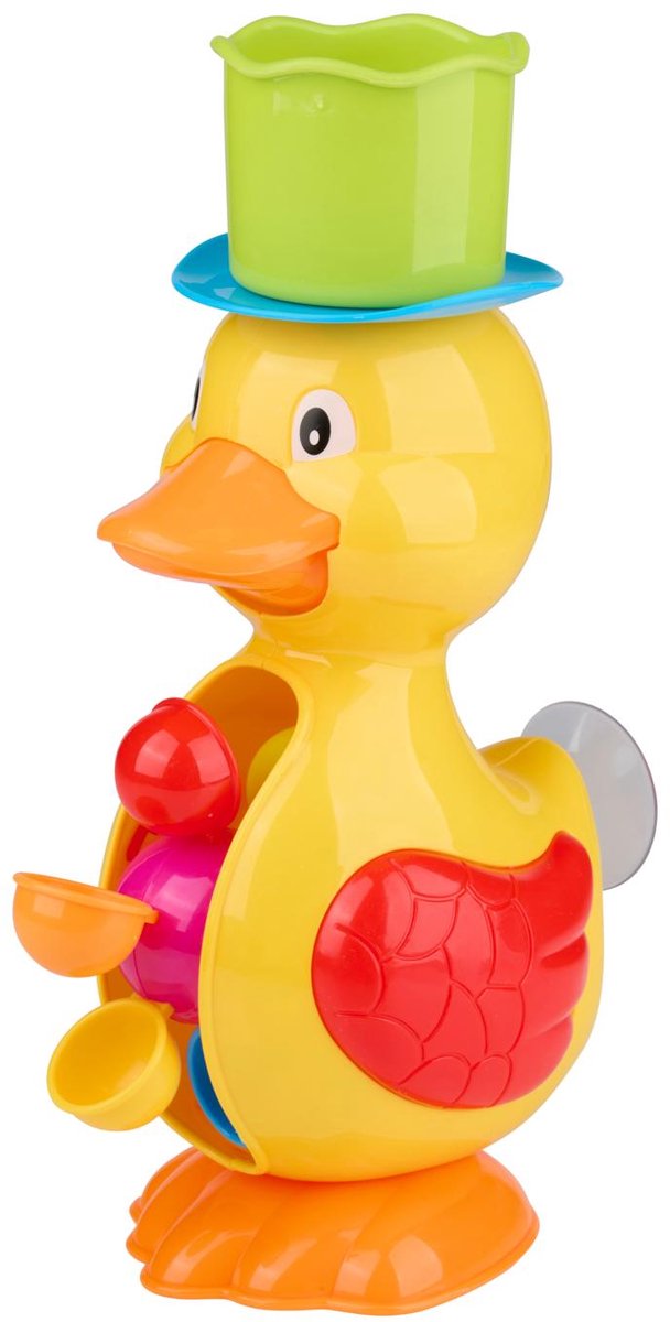 Eddy Toys Canard de Bain Jouet Canard Roue à Eau - Jouets de Bain avec Roue à Eau et Ventouse - Jouets aquatiques pour bébé et Enfant - Jouets de Bain Enfants avec arrosoir - Jaune