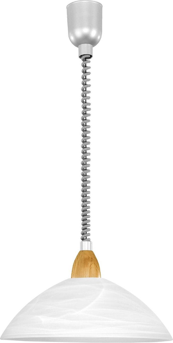Eglo seigneur 2 - suspension - 1 lumière - ø360mm. - argent, nickel mat, hêtre - blanc