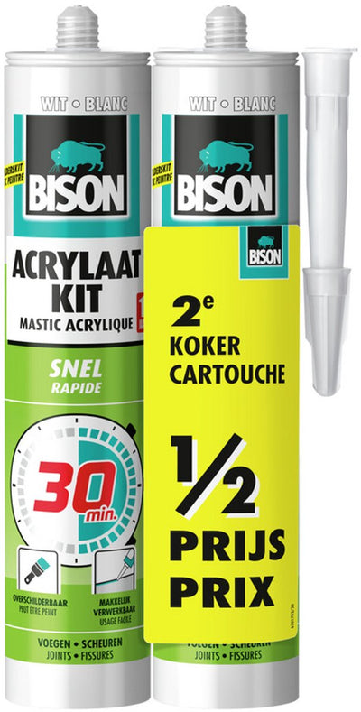 Kit acrylique Bison rapide 30 minutes tube blanc 2x 300 ml