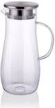 Carafe Alpina avec couvercle 1,4 litre verre acier inoxydable transparent argent