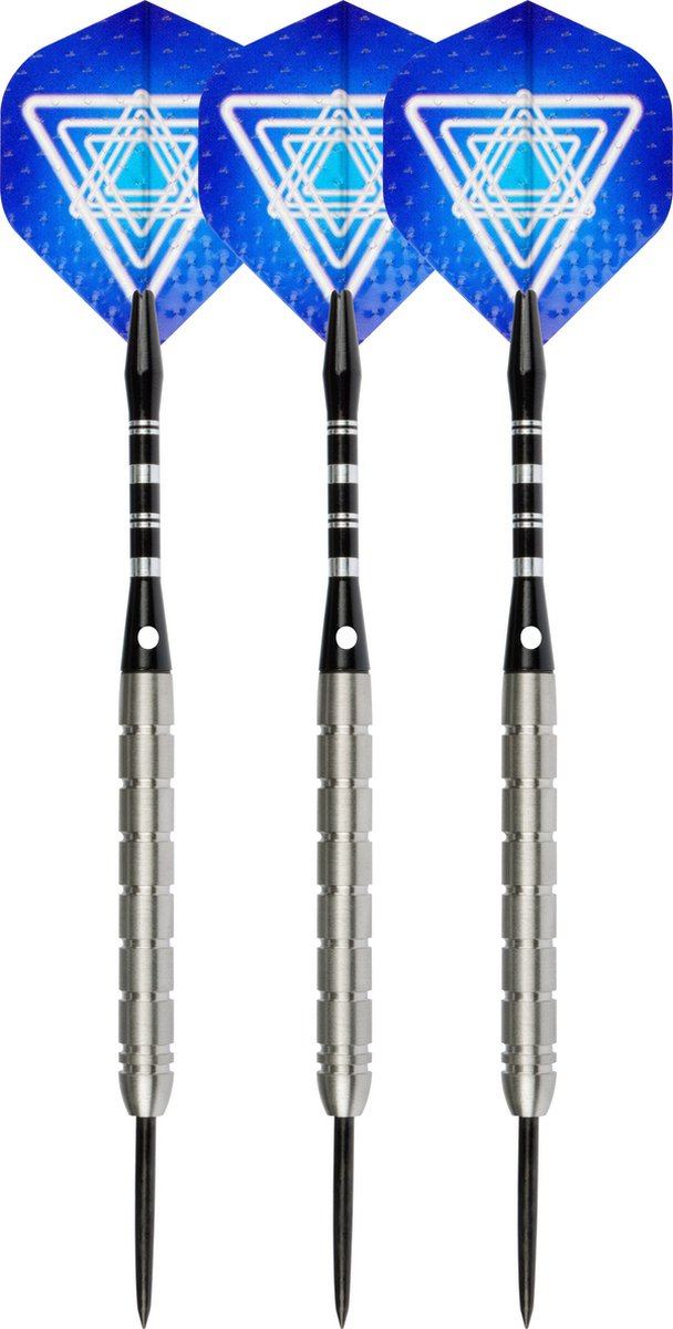 Jeu de fléchettes Faver 85% tungstène - jeu complet - bleu - 26 grammes - 6 ailettes