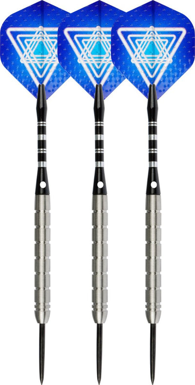Jeu de fléchettes Faver 85% tungstène - jeu complet - bleu - 26 grammes - 6 ailettes