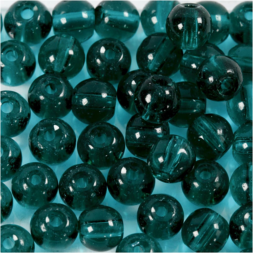 Perles en verre Creativ company, d 4 mm, diamètre du trou 1 mm, vertes, 45 pièces 1 boîte