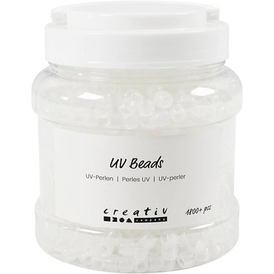 Perles UV Creativ Company, l : 6 mm, d 8 mm, taille du trou 4 mm, env. Plus de 1800 pièces, différentes couleurs, 320 gr, 700 ml 1 boîte