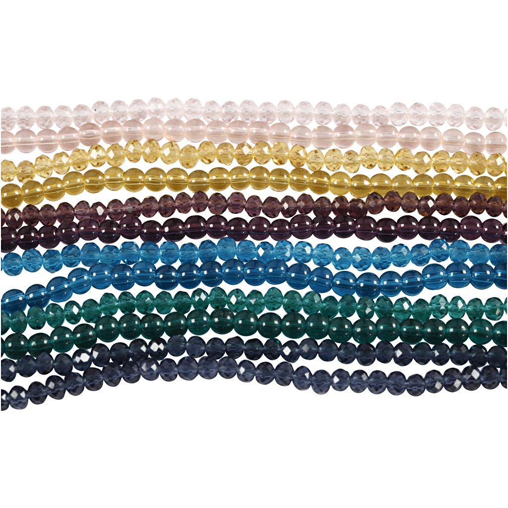Creativ company perles de verre et à facettes, d 4 mm, diamètre du trou 1 mm, 12x45 pièce 1 boîte