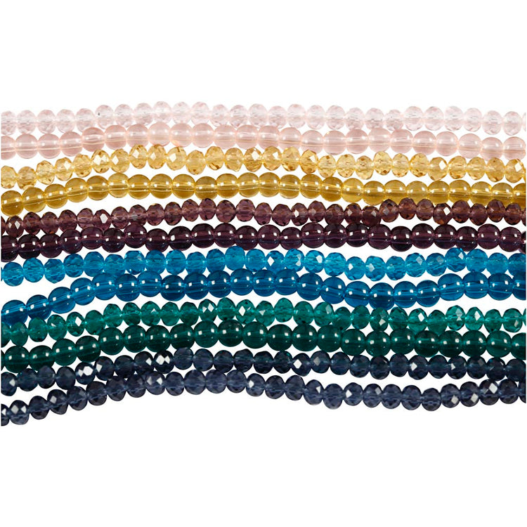 Creativ company perles de verre et à facettes, d 4 mm, diamètre du trou 1 mm, 12x45 pièce 1 boîte