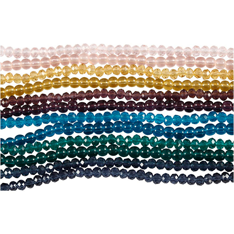 Creativ company perles de verre et à facettes, d 4 mm, diamètre du trou 1 mm, 12x45 pièce 1 boîte