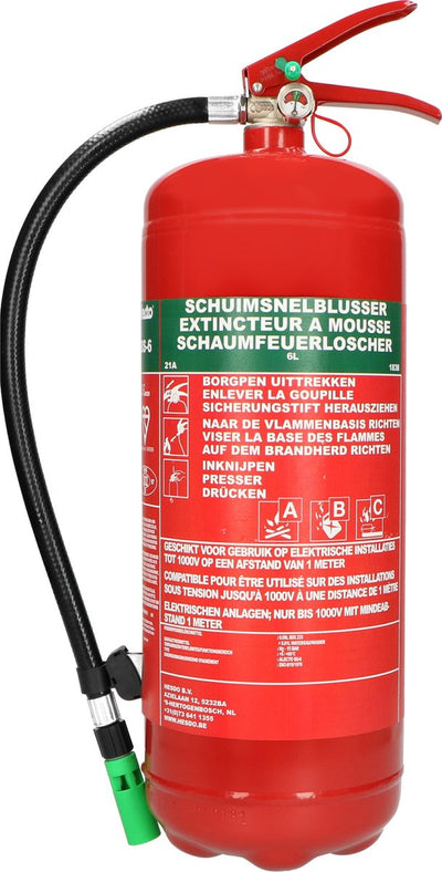 Extincteur Alecto BS-6 - extincteur à mousse 6 litres - classe de feu AB - avec support de suspension