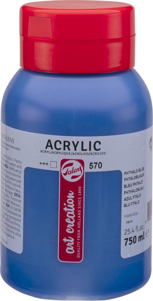 Talens art création peinture acrylique pot 750 ml bleu phtalo 570
