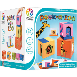 Smartgames peek-a-zoo - jeu d'empilage éducatif - 48 puzzles spatiaux - jeu solo pour les tout-petits - à partir de 2 ans