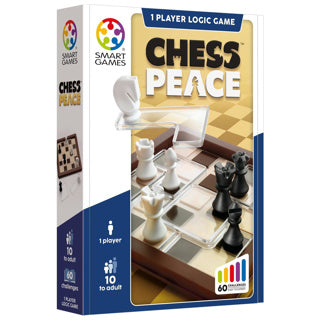 Smartgames Chess Peace - Jeu de réflexion logique avec règles d'échecs - 60 défis de stratégie éducative - Jeu solo de casse-tête iq - à partir de 8 ans