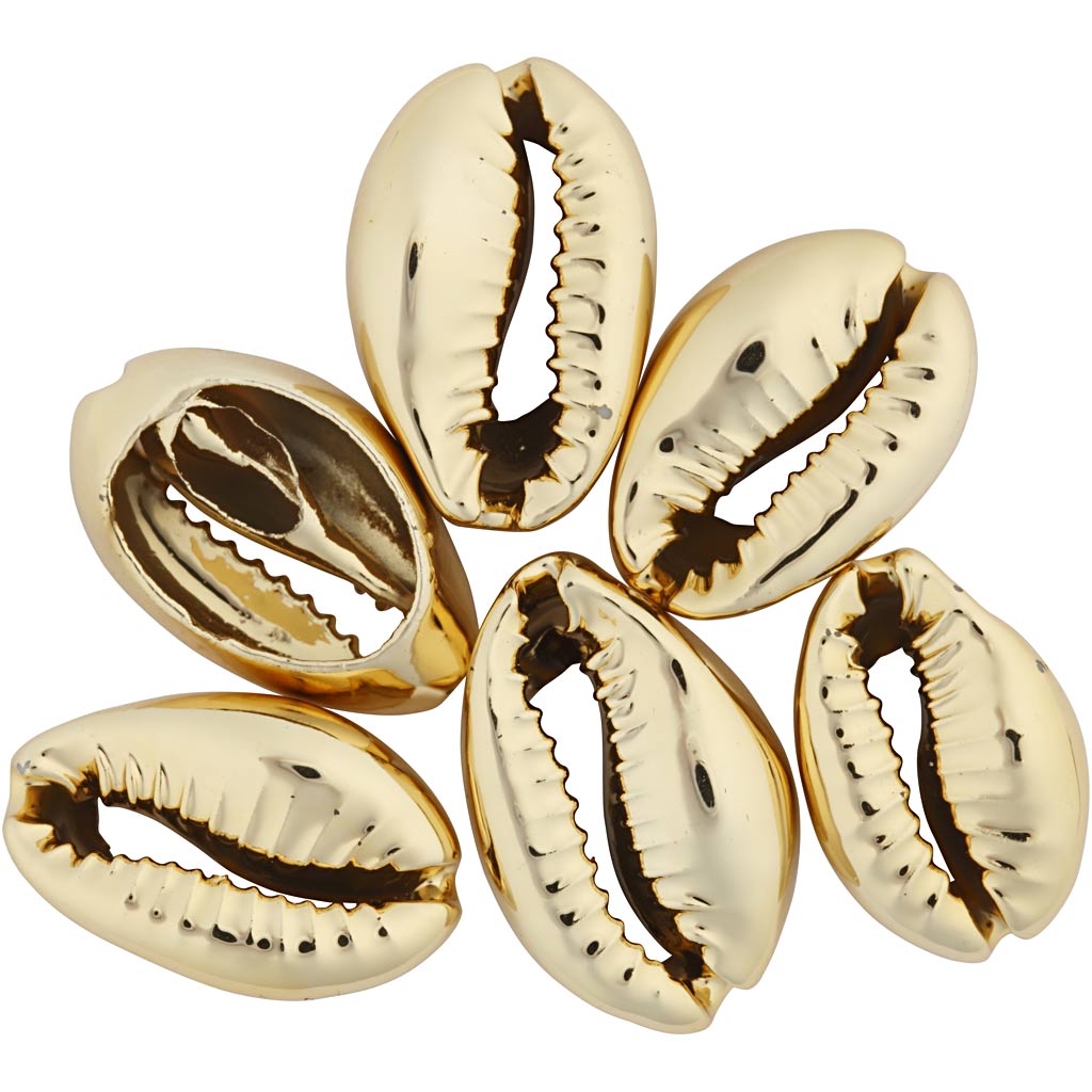 Coquilles d'entreprise Creativ, l: 20 mm, plaquées or, 6 pièces 1 boîte