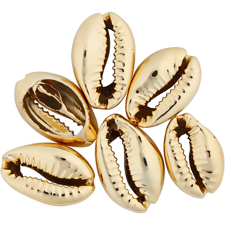 Coquilles d'entreprise Creativ, l: 20 mm, plaquées or, 6 pièces 1 boîte