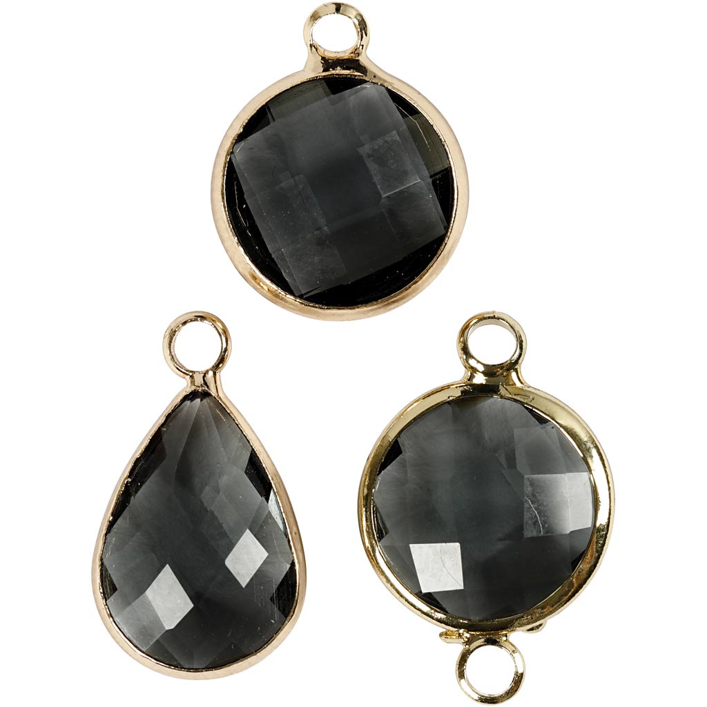 Pendentif bijoux Creativ company, h: 15-20 mm, diamètre de trou 2 mm, gris, 1 boîte