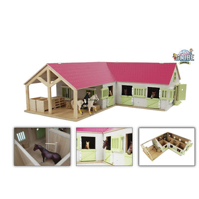 Kids Globe Globe Paardenhoekstal avec 3 boîtes et rangement rose 1:24