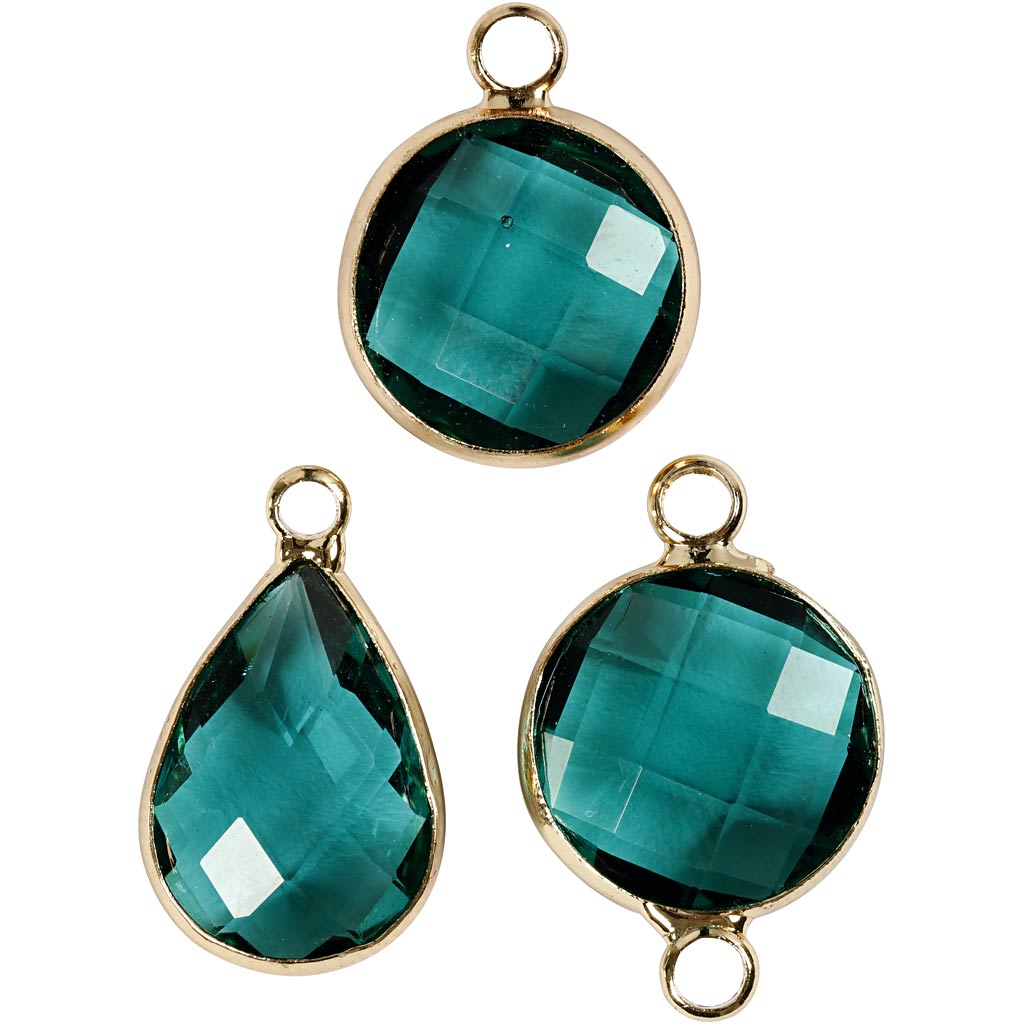 Pendentif bijoux Creativ company, h: 15-20 mm, diamètre de trou 2 mm, vert, 1 boîte