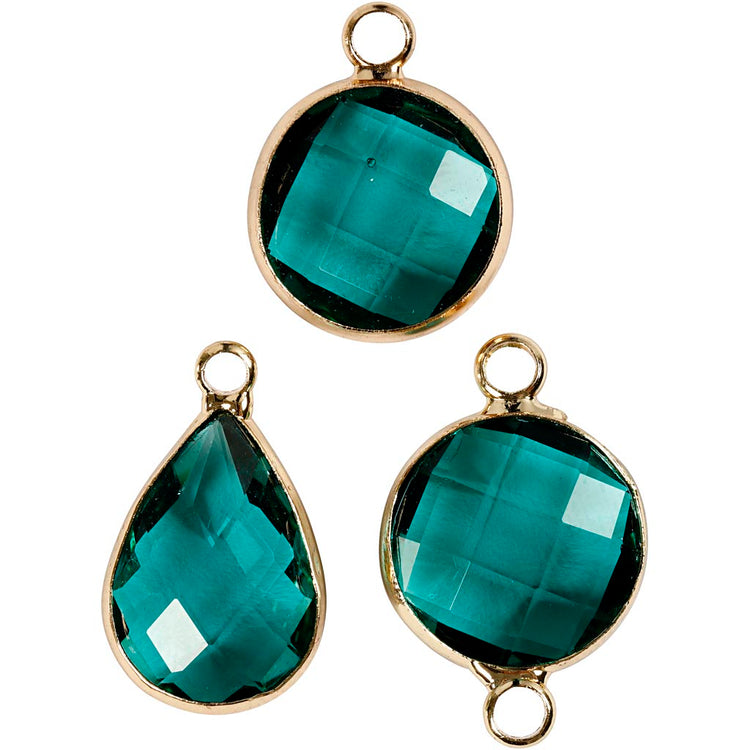 Pendentif bijoux Creativ company, h: 15-20 mm, diamètre de trou 2 mm, vert, 1 boîte