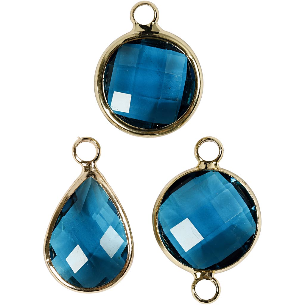 Pendentif bijoux Creativ company, h: 15-20 mm, diamètre de trou 2 mm, turquoise, 1 boîte