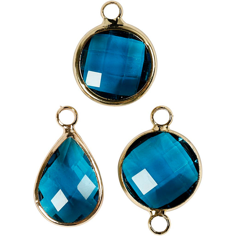 Pendentif bijoux Creativ company, h: 15-20 mm, diamètre de trou 2 mm, turquoise, 1 boîte