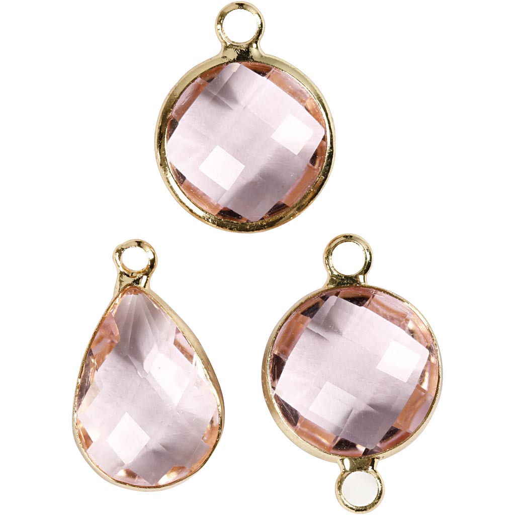 Pendentif bijoux Creativ company, h: 15-20 mm, diamètre de trou 2 mm, rose clair, 1 boîte