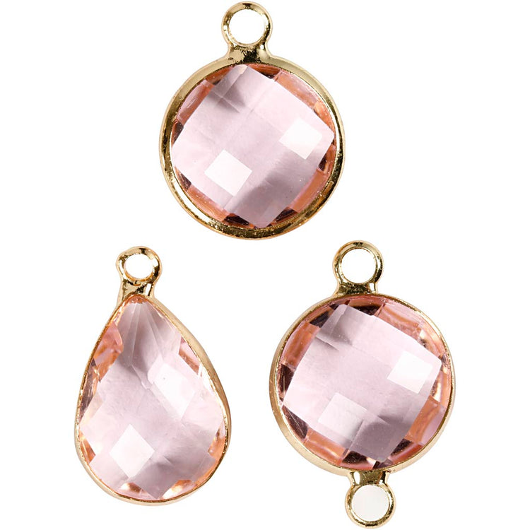 Pendentif bijoux Creativ company, h: 15-20 mm, diamètre de trou 2 mm, rose clair, 1 boîte