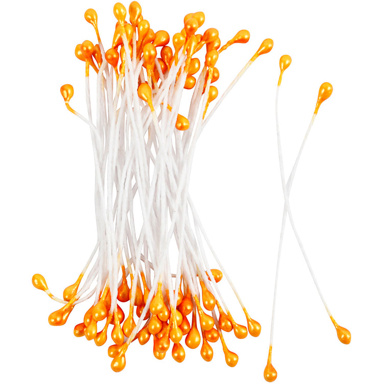 Étamines de fleurs Creativ company, l : 6,4 cm, d 2 mm, orange métallisé, 100 pièces 1 boîte