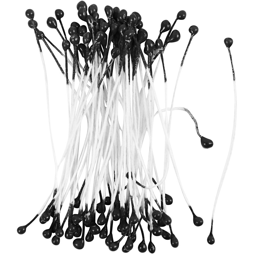 Étamines de fleurs Creativ company, l : 6,4 cm, d 2 mm, noires, 100 pièces 1 boîte