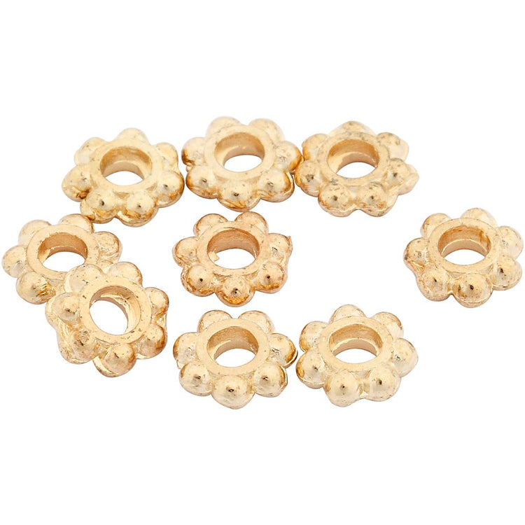 Perles intercalaires Creativ company, d 6 mm, diamètre du trou 2 mm, plaqué or, 100 pièces 1 boîte