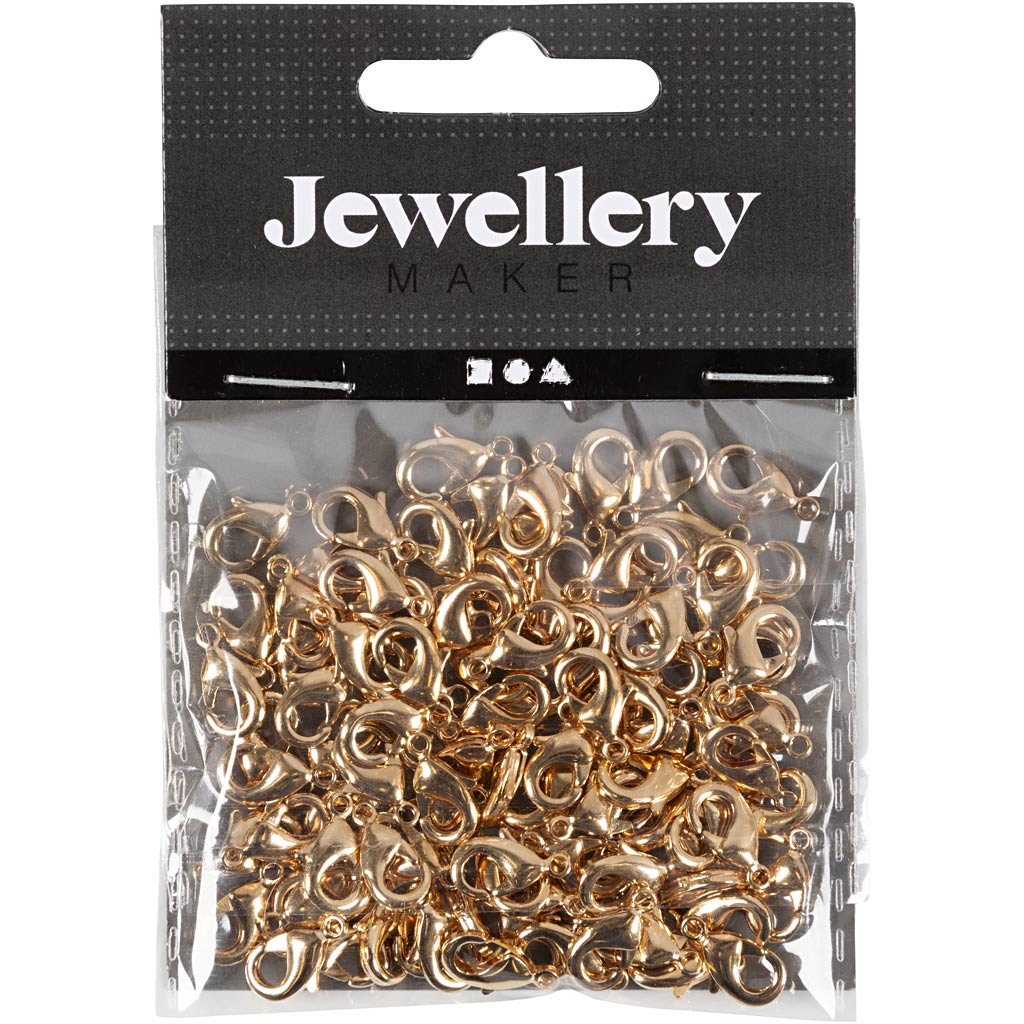 Mousquetons de l'entreprise Creativ, l : 10,1 mm, plaqués or, 100 pièces 1 boîte