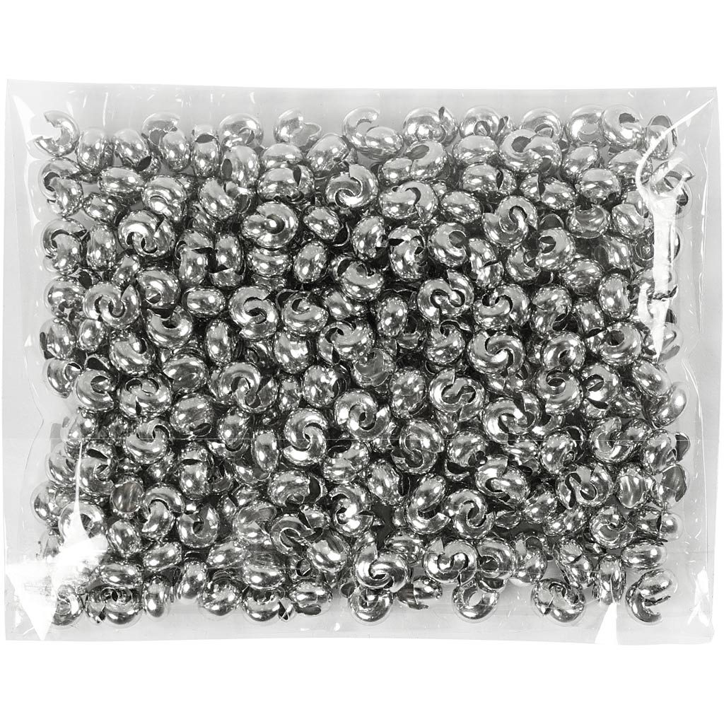 Creativ company manchon métallique, d 5 mm, argenté, 500 pièces 1 boîte