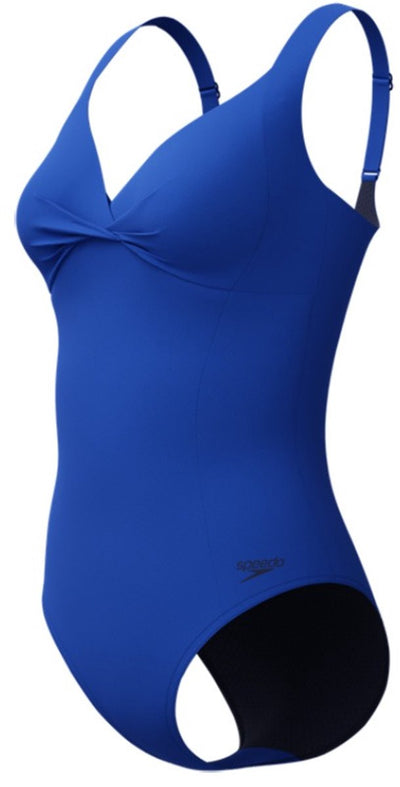 Maillot de bain 1 pièce de sport femme shaper noeud croisé Speedo - bleu