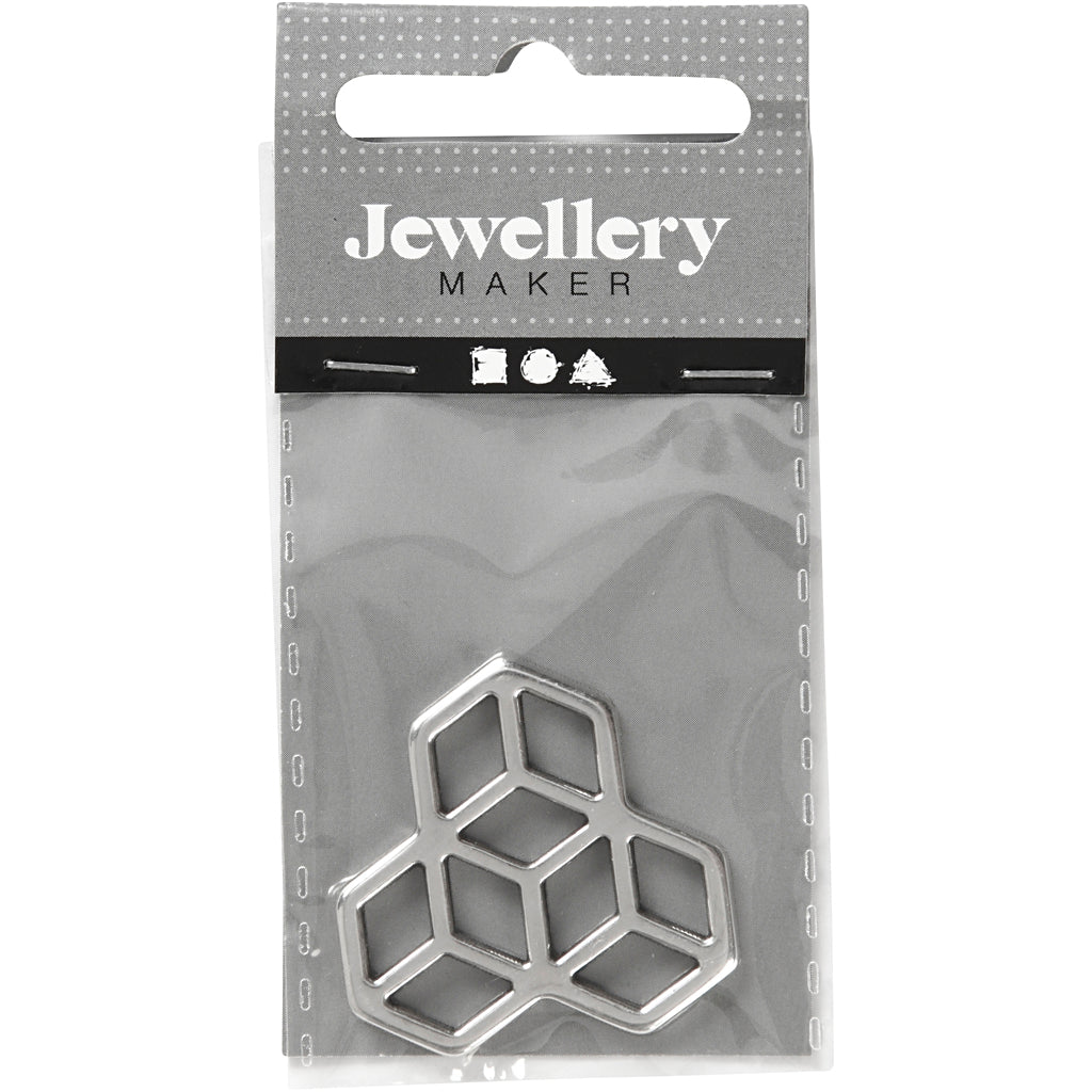 Pendentif bijoux Creativ company, d 30 mm, plaqué argent, 1 pièce