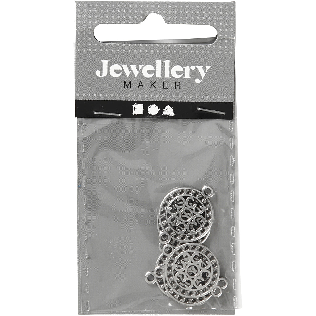 Pendentif bijoux Creativ company, d 14 mm, diamètre du trou 1,2 mm, plaqué argent, 5 pièces 1 boîte