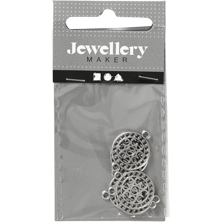 Pendentif bijoux Creativ company, d 14 mm, diamètre du trou 1,2 mm, plaqué argent, 5 pièces 1 boîte